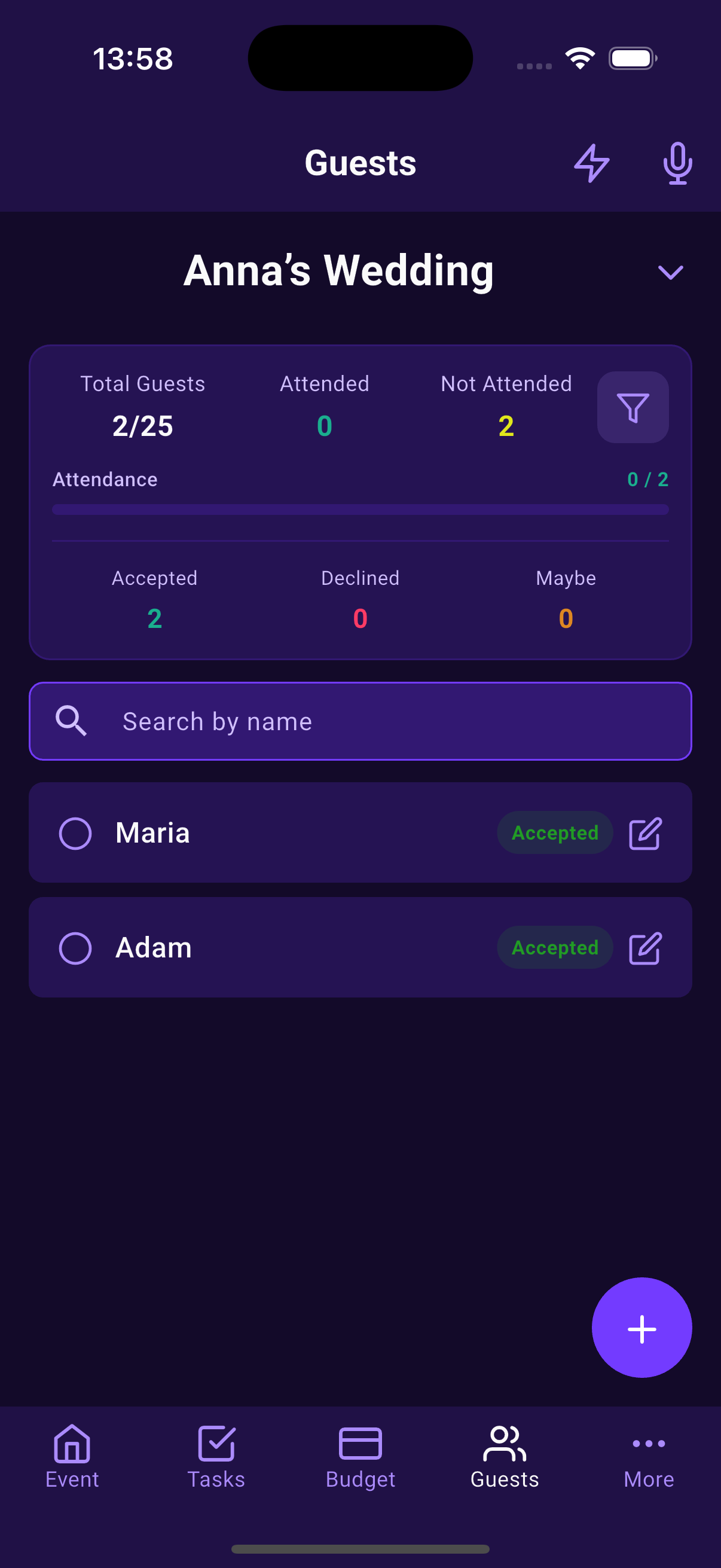 Guests screenshot