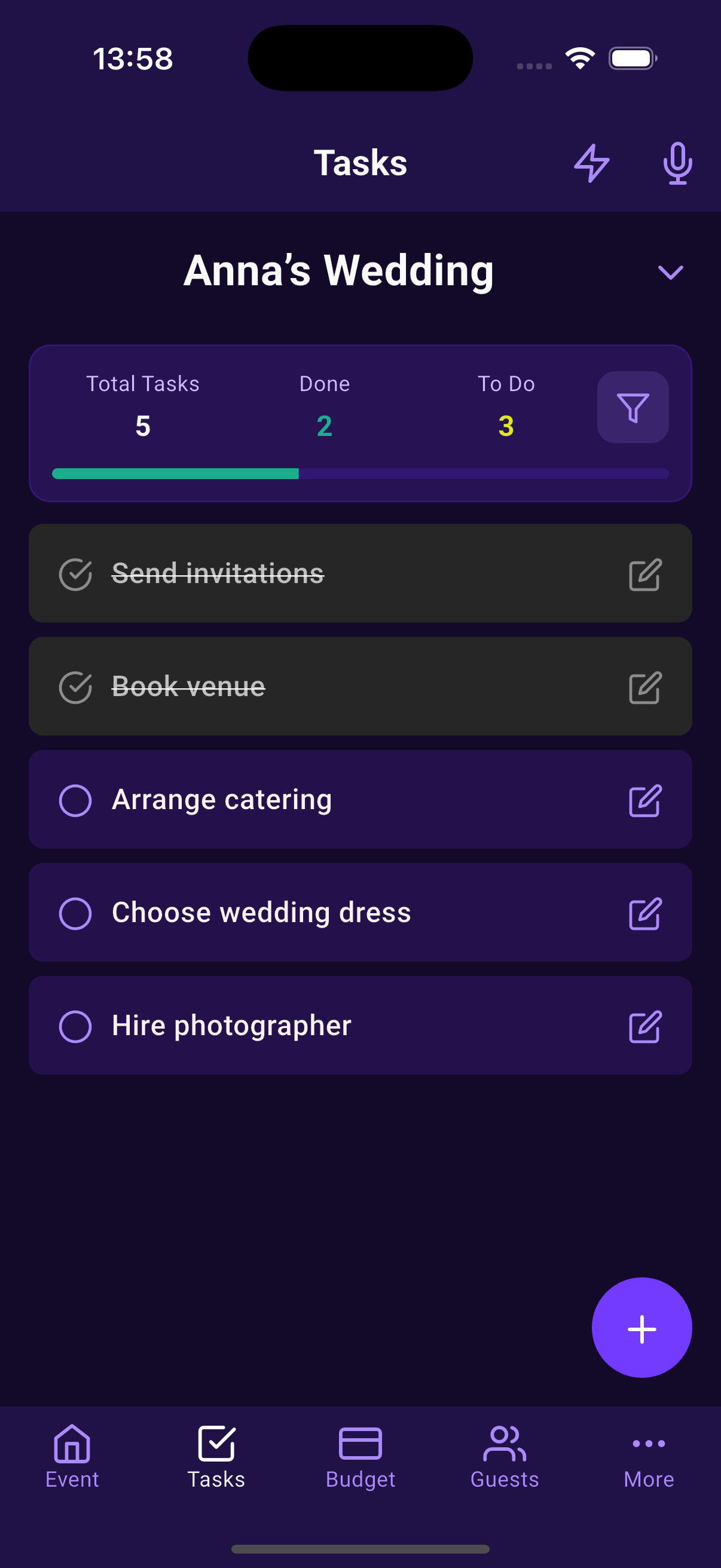 Tasks screenshot