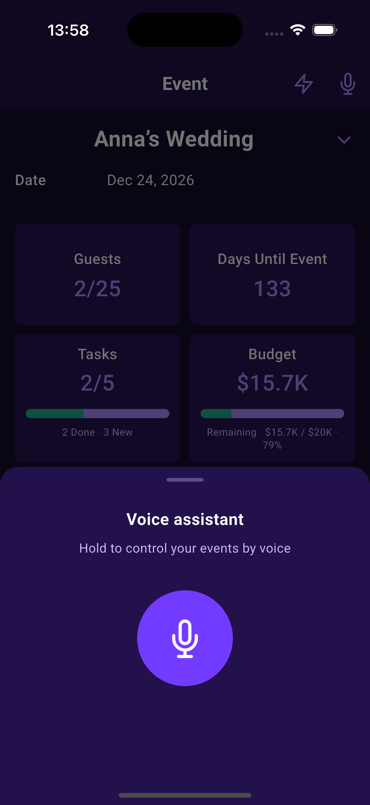 Voice control screenshot